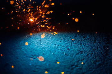 artistic welding sparks light, industrial background