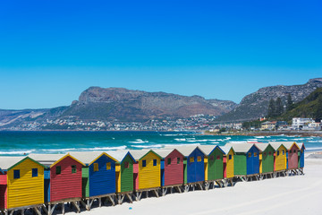 Colourful beach huts at Muizenberg, Cape Town