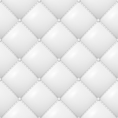 Quilted Pattern Vector. Abstract Soft Textured Background With Squares In White. Close-up View.
