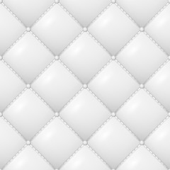 Quilted Pattern Vector. Abstract Soft Textured Background With Squares In White. Close-up View.