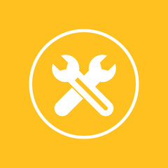 crossed wrenches icon in circle, vector illustration