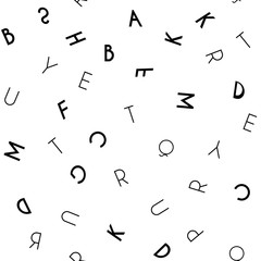 Black letter seamless pattern on white background