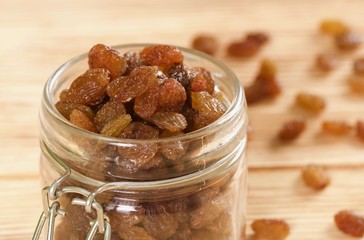 raisins on a wooden background