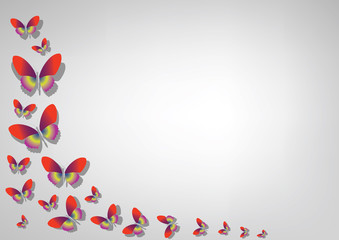 Abstract white background with color paper butterflies