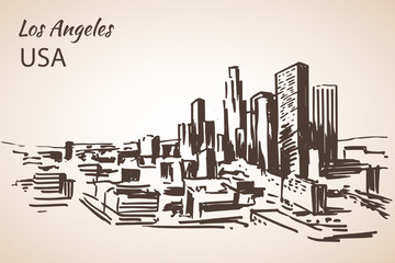 Fototapeta premium Los Angeles cityscape sketch.