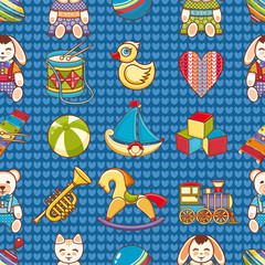 Kid toy seamless pattern. Design element for postcard, banner, flyer
