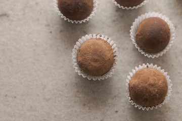 homemade dark chocolate and cocoa truffles