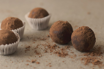 homemade dark chocolate and cocoa truffles