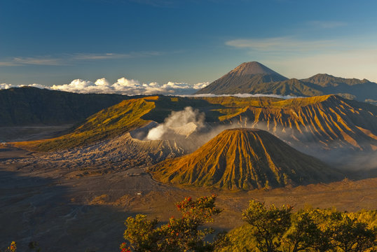 Sunrise on Mt.  Bromo and the Tengger Semeru caldera from Mount Penanjakan