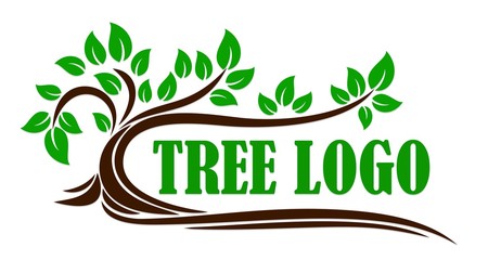 Логотип зеленого дерева с корневой системой