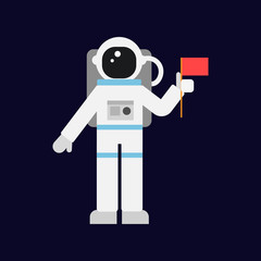 Astronaut icon, spaceman with flag, vector illustration