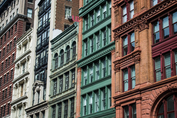 Fototapeta na wymiar Row Houses of Different Colors in Soho, Manhattan, New York, USA