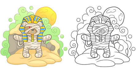 Cartoon teddy bear ancient mummy