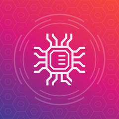 chipset, electronic circuit icon, microchip