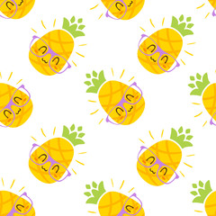 vector cartoon fruits in glasses set