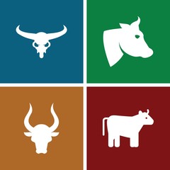 Set of 4 cow filled icons