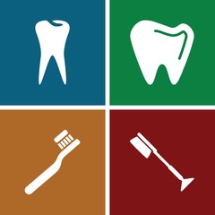 Set of 4 tooth filled icons