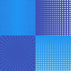 halftone backgrounds with dots in blue