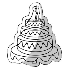 wedding cake couple outline vector illustration eps 10