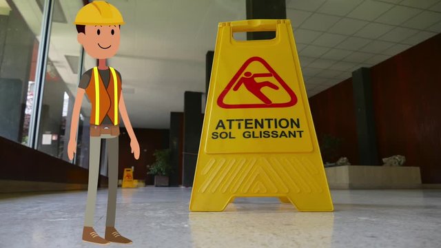 ouvrier sol glissant