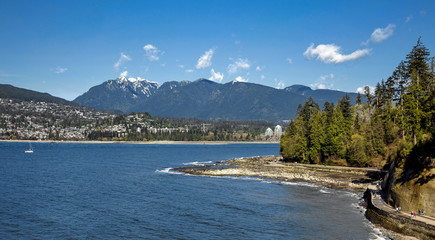 
View at Vancouver harbor, Stanley Park and West Vancouver, British Columbia, Canada
