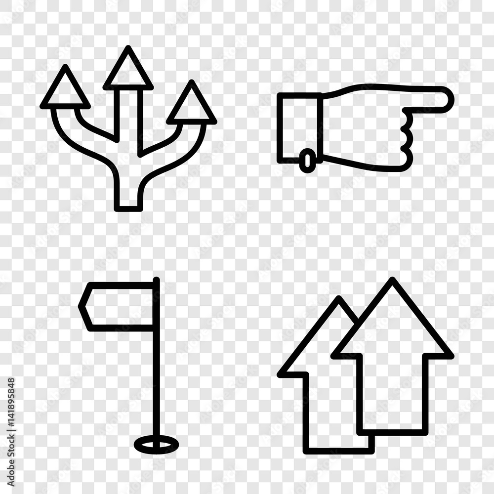 Poster set of 4 pointer outline icons