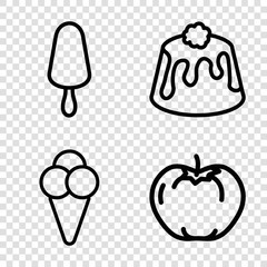 Set of 4 dessert outline icons