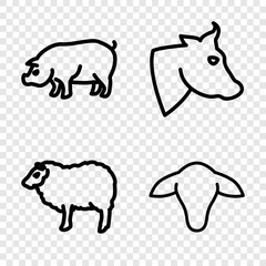 Set of 4 livestock outline icons