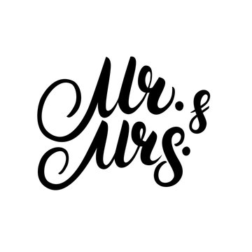 Mr and Mrs hand written lettering.