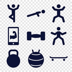 Set of 9 fit filled icons