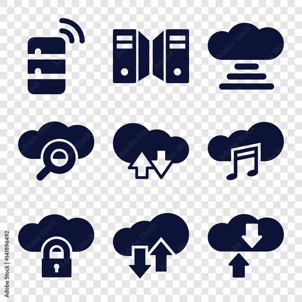 Poster Set of 9 computing filled icons