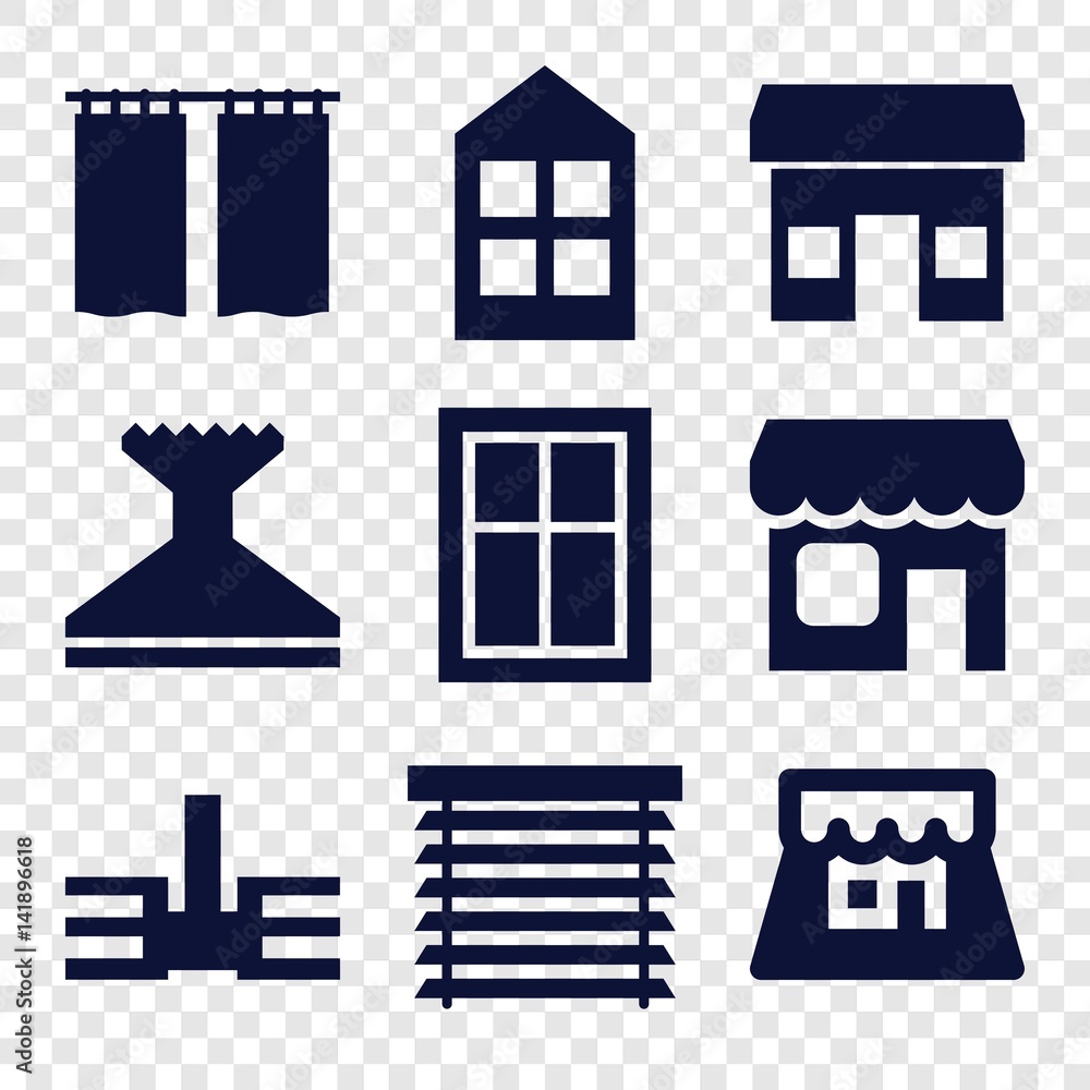 Poster set of 9 window filled icons