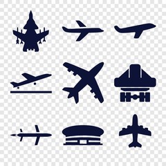 Set of 9 jet filled icons