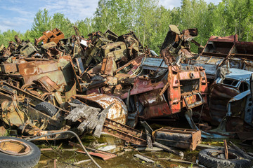 The scrap yard of Chernobyl radioactive machinery
