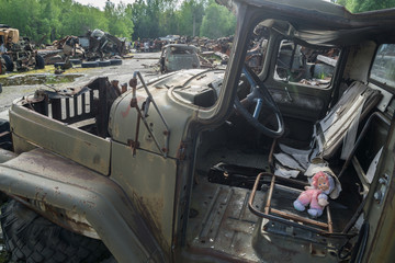 the radioactive cemetery of vehicles, chernobyl, ukraine