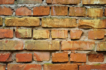 Aged brick wall texture. Brickwork pattern
