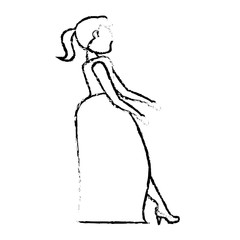 portrait woman bride image sketch vector illustration eps 10