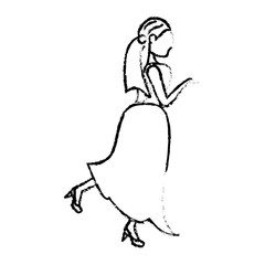 portrait woman bride image sketch vector illustration eps 10