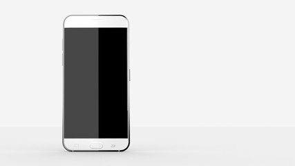 Phone Mock UP In White Studio Environment, Black Screen, Vertical position, 3D Illustration