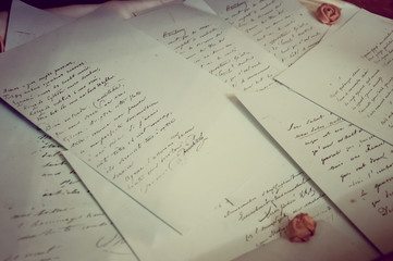 Fototapeta premium Old letters written with a feather