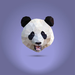 Low poly panda. The head of a Chinese bear from triangles. Suitable for printing on clothing and t-shirts
