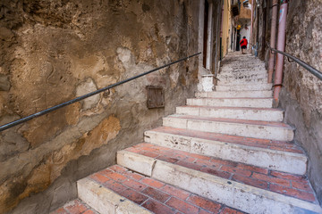 SCIACCA, ITALY - October 18, 2009: the staircase that descends from the square to the marina in Sciacca, Italy