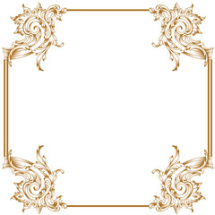 Golden vintage border frame engraving with retro ornament pattern in antique baroque style decorative design. Vector.