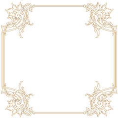Golden vintage border frame engraving with retro ornament pattern in antique baroque style decorative design. Vector.