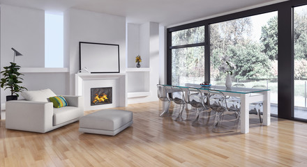 Modern living room. 3D rendering