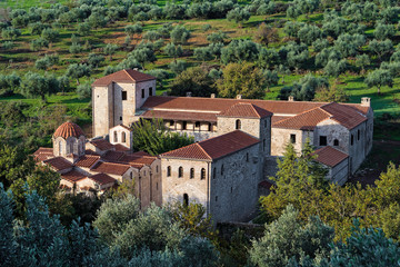 Fototapeta premium View of the monastery complex of Andromonastiro in Peloponnese, Greece