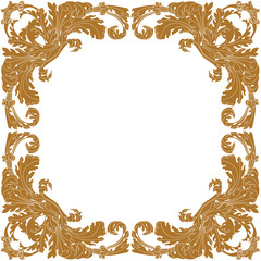 Golden vintage border frame engraving with retro ornament pattern in antique baroque style decorative design. Vector.
