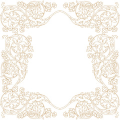 Golden vintage border frame engraving with retro ornament pattern in antique baroque style decorative design. Vector.