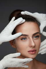Fototapeta na wymiar Beauty Face. Beautiful Woman Before Plastic Surgery Operation