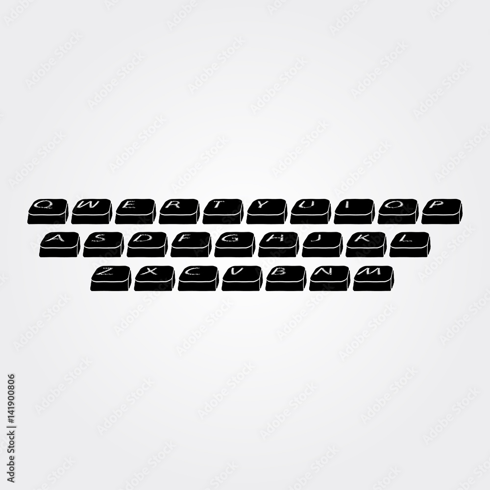 Fototapete vector illustration of a keyboard. black buttons with letters of the english alphabet. qwerty keyboa